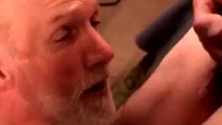 Disgusting fat ex convict gives head