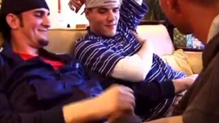 Curious Threesome Suck and Stroke