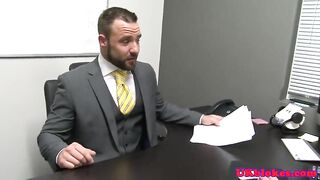 Handsome office bear fingering hunks ass