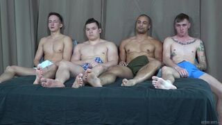 Hot 4 Beefy Guys Pound Each Other Bareback