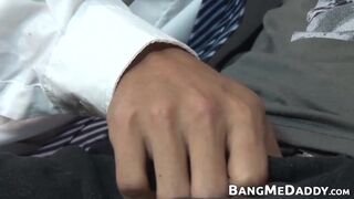 Latino twinks ass bareback drilled by daddy after blowjobs