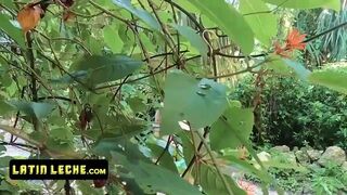 Two Horny Latinos Gobble On Stranger's Big Dick And Pleasure Each Other Outdoors