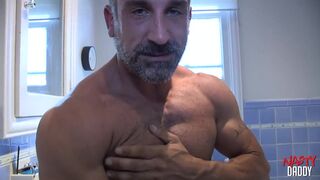 Daddy Muscular DILF Hunter X Strokes His Massive Dick