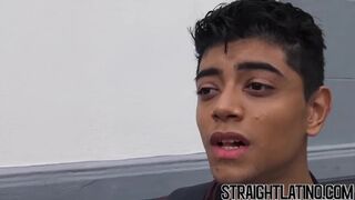 Straight Latino paid to ride big cock bareback and eat jizz