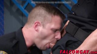 Muscle hunk prison guard anal action during work