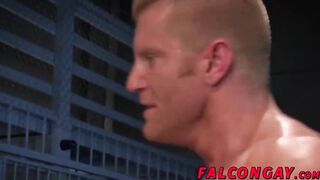 Muscle hunk prison guard anal action during work