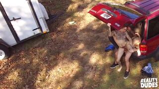 Real DUDES - Tattooed Stud Gavin Taylor Almost Gets Caught Sucking His Friend's Cock In Public