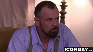 Bearded hunk step dad shoving his big dick into twink ass