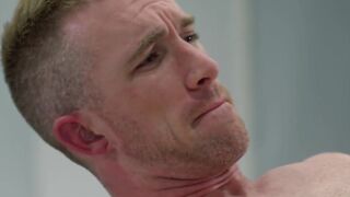 Jock Nick Fitt facialized by tattooed Aaron Blonco in office