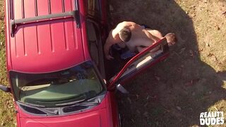 Hot Dudes - Gavin Taylor Comes Out Of The Car Straight On Aspen's Dick In The Driver Seat