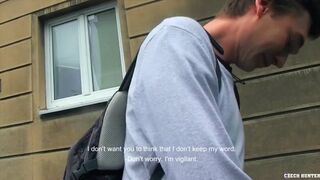 CZECH HUNTER 433 - Shy Dark Haired Twink Answers Some Questions & Sucks Cock