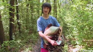 CZECH HUNTER 439 - Dorky Twink Taking A Walk In The Woods & Sucks A Fat Cock