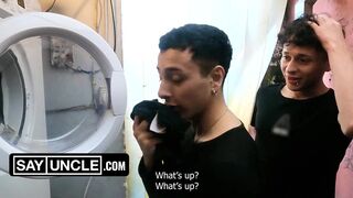 Latin Twink - I Catch My Neighbor Sniffing Underwear in The Hostel Laundry Room and Let Him Destroy My Ass