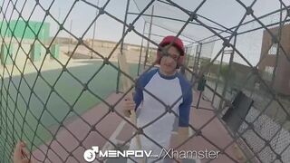 HD Pov - Baseball player takes hard bat in the ass