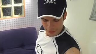 European guy working on his dick with fleshlight