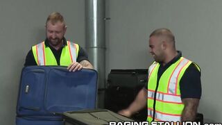 Two Fetish Baggage Claimers Find Toys In Suitcase & USE THEM