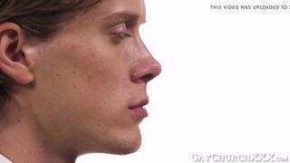 Horny twink pounded hard bareback instead of confessing sins