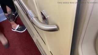 Gave a Blowjob in the Train Toile to a Stranger and Took Cum in His Mouth