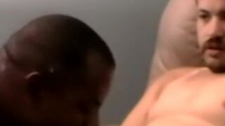 Amateur dude strokes cock and receives BJ from fat black gay