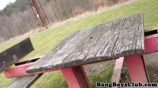 European twink barebacked in public for cash