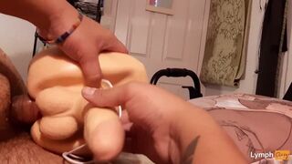 Disabled guys are horny morning and night, Amputee with lymphedema cums in shower and fucks toy