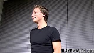 Horny UK twink strokes his big cock in hot solo masturbation