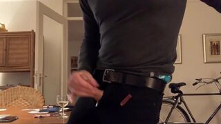 Verbal jerk-off session at home with my super hard boner.