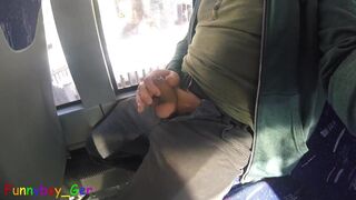 My first attempt: jerking off in a moving bus, unfortunately only with a soft cock.