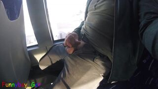 My first attempt: jerking off in a moving bus, unfortunately only with a soft cock.