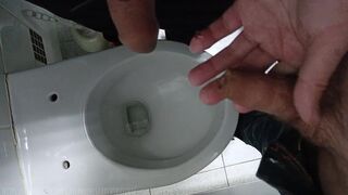Extreme , public toilet , pissed on a femboy dick!