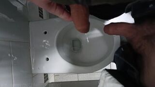 Extreme , public toilet , pissed on a femboy dick!