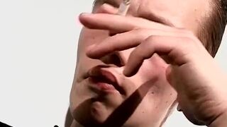 Chain smoking homosexual Jony passionately masturbates solo