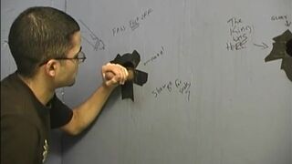 White guy sucking off black cocks at gloryhole