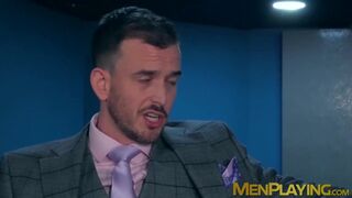 Bearded businessmen Franky Fox and Jp Dubois hard bareback